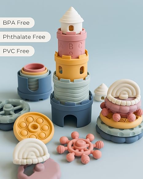 The Castle of Calm: Why These Silicone Stacking Cups & Teething Toys Are the Only Montessori Toys You Need for 3–6 Months and Beyond