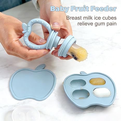 The Ultimate Guide to Stress-Free Weaning & Teething Relief: 2-Pack Silicone Baby Fruit Feeder with Mini Freezer Tray & Breastmilk Popsicle Molds